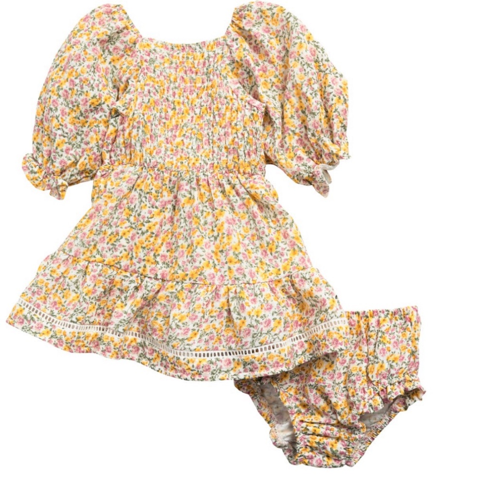 Floral Baby Dress with Bloomers 12M NWT